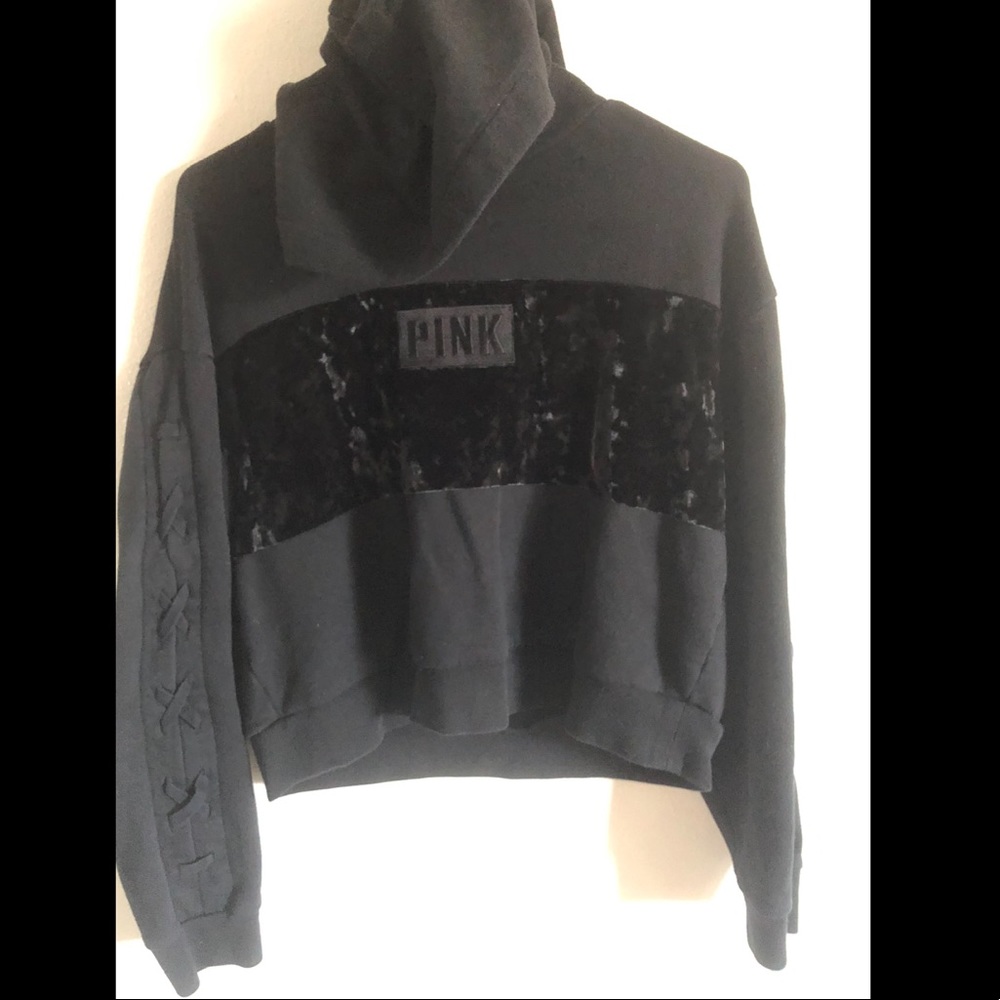 Black Crop Pink Hoodie